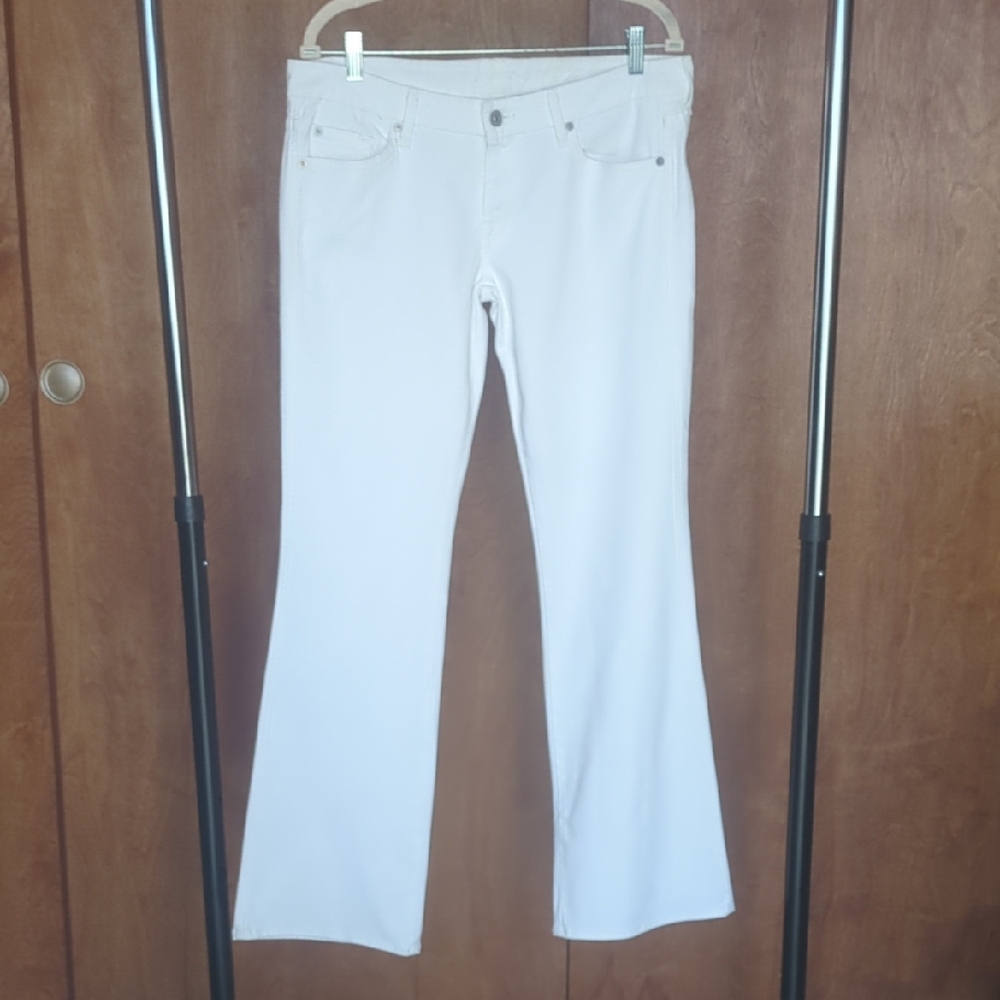 7 For All Mankind Cream Flare Jeans